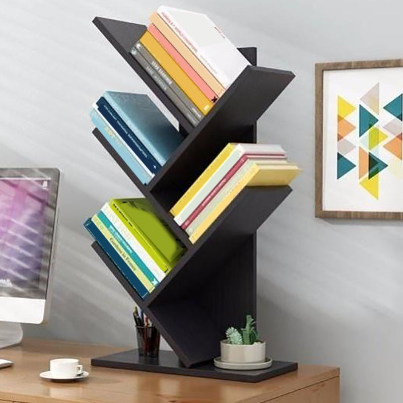 Closed Back Contemporary Style Bookshelf Wood Bookcase for Home