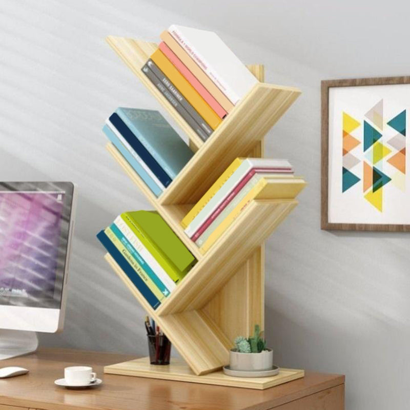 Closed Back Contemporary Style Bookshelf Wood Bookcase for Home