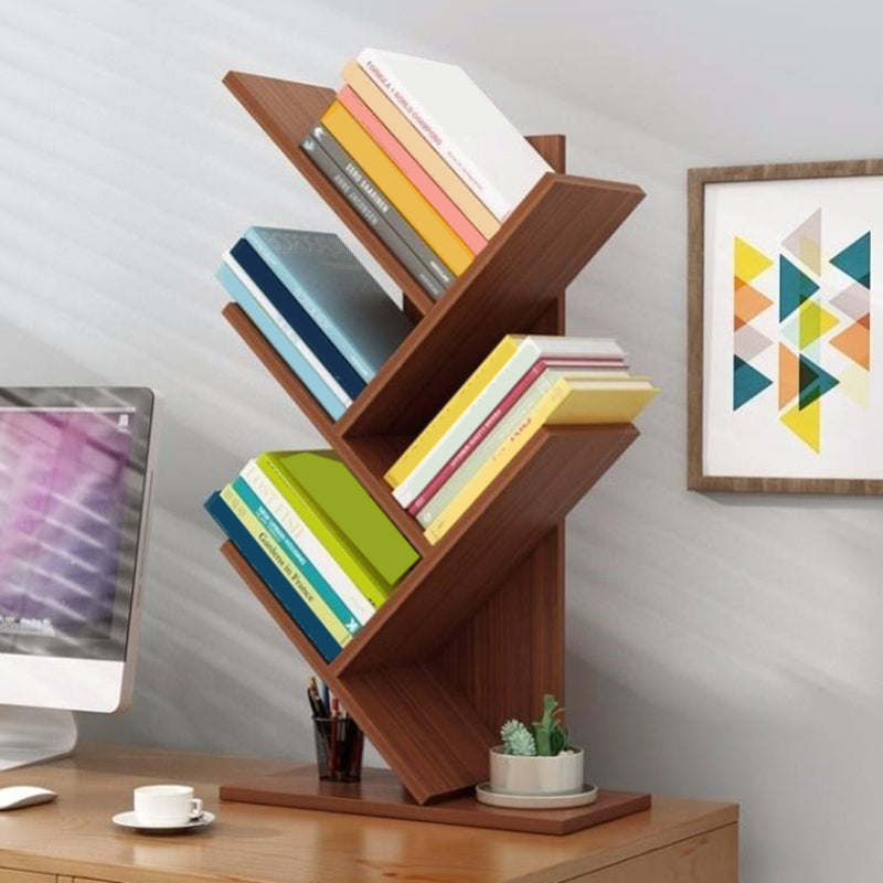 Closed Back Contemporary Style Bookshelf Wood Bookcase for Home