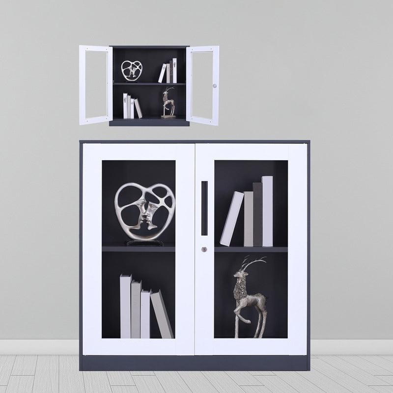 Modern Stainless Steel Bookcase Standard With Doors Shelf for Home Office