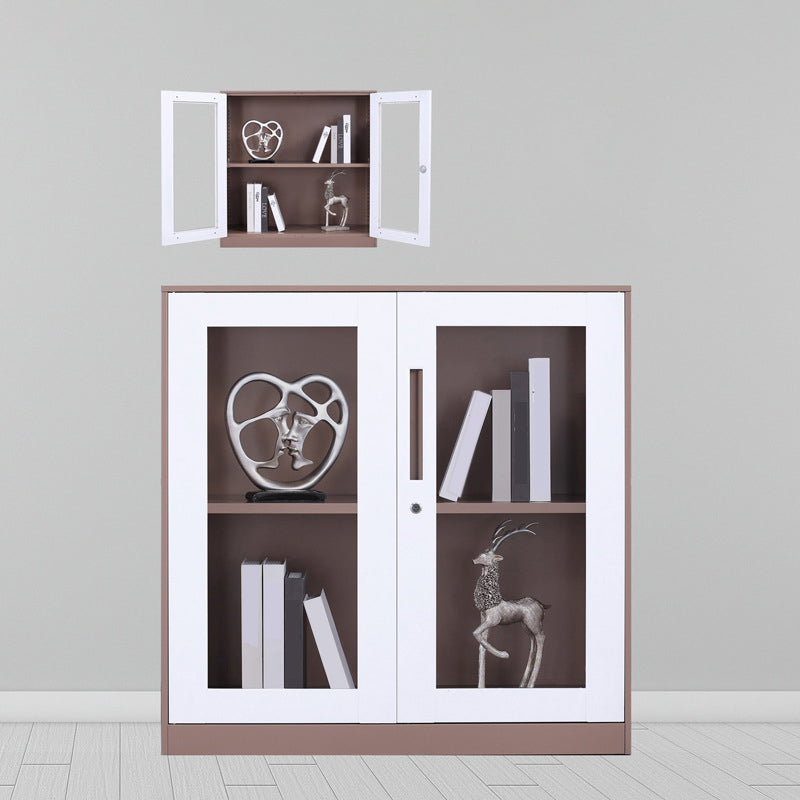 Modern Stainless Steel Bookcase Standard With Doors Shelf for Home Office