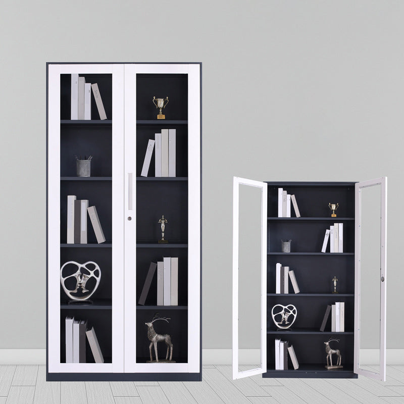 Modern Stainless Steel Bookcase Standard With Doors Shelf for Home Office