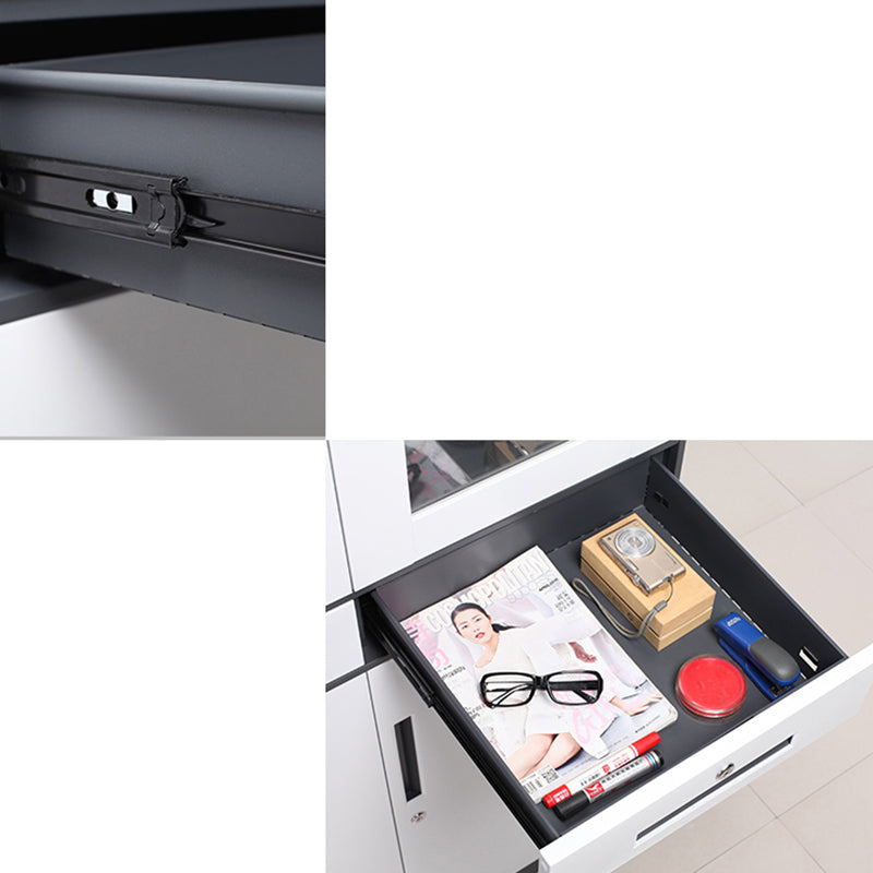 Modern Stainless Steel Bookcase Standard With Doors Shelf for Home Office