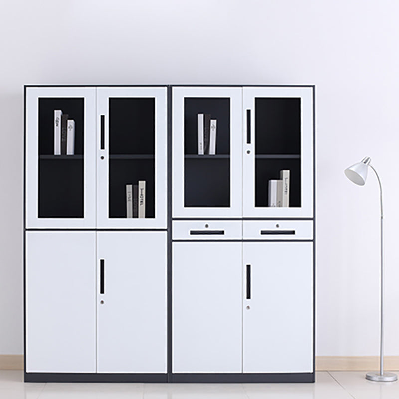 Modern Stainless Steel Bookcase Standard With Doors Shelf for Home Office