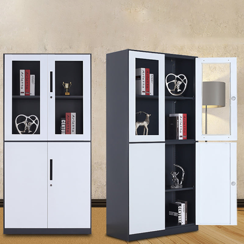 Modern Stainless Steel Bookcase Standard With Doors Shelf for Home Office