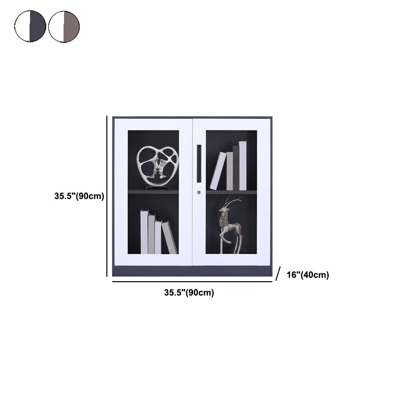 Modern Stainless Steel Bookcase Standard With Doors Shelf for Home Office