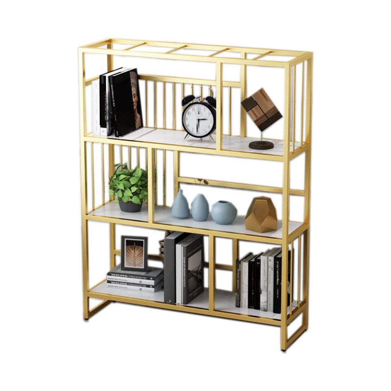 12.2"Wide Standard Bookcase with Multi Shelves in Gold Bookcase for Living Room