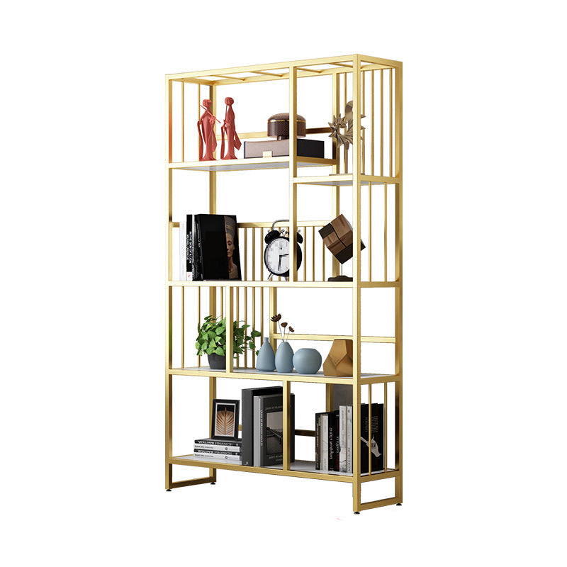 12.2"Wide Standard Bookcase with Multi Shelves in Gold Bookcase for Living Room