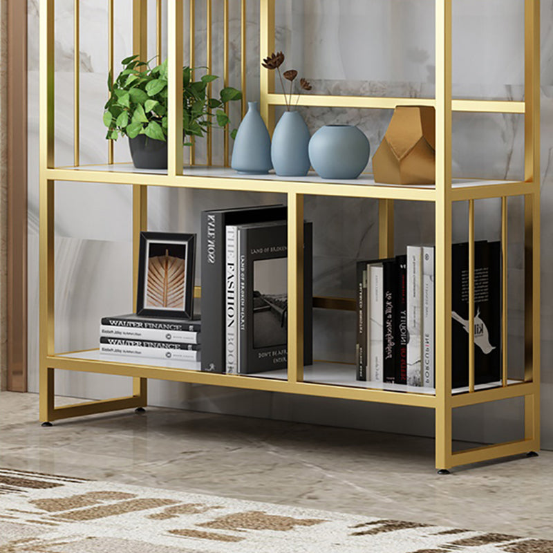 12.2"Wide Standard Bookcase with Multi Shelves in Gold Bookcase for Living Room