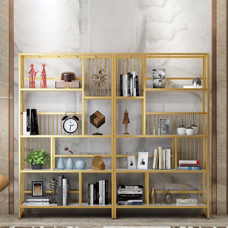 12.2"Wide Standard Bookcase with Multi Shelves in Gold Bookcase for Living Room