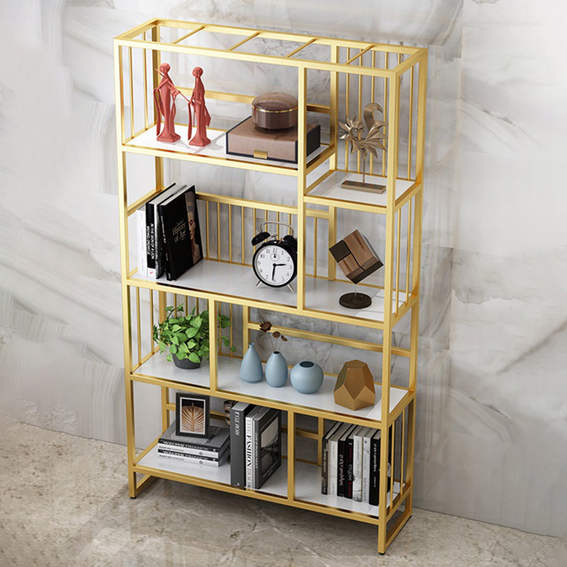 12.2"Wide Standard Bookcase with Multi Shelves in Gold Bookcase for Living Room