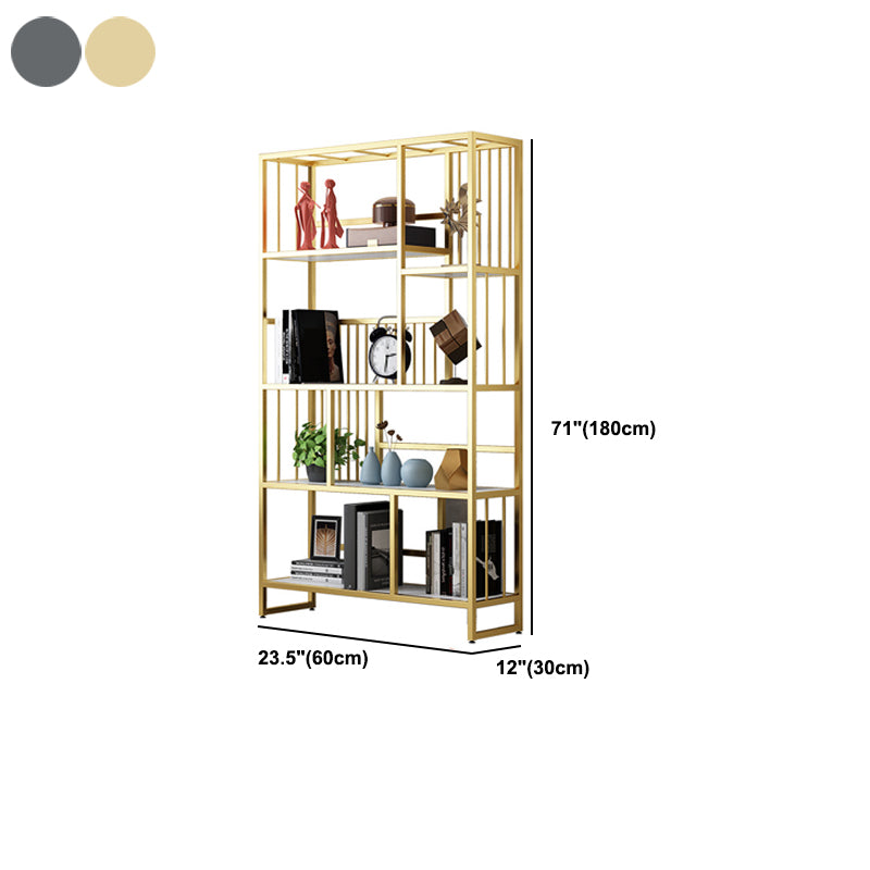 12.2"Wide Standard Bookcase with Multi Shelves in Gold Bookcase for Living Room
