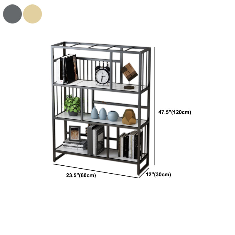 12.2"Wide Standard Bookcase with Multi Shelves in Gold Bookcase for Living Room