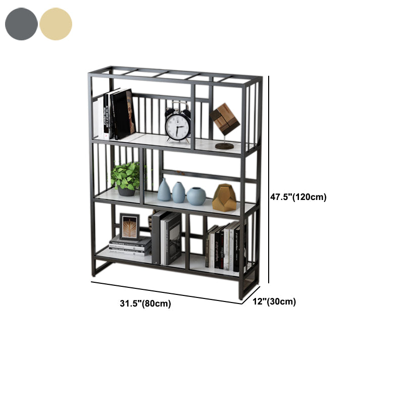 12.2"Wide Standard Bookcase with Multi Shelves in Gold Bookcase for Living Room