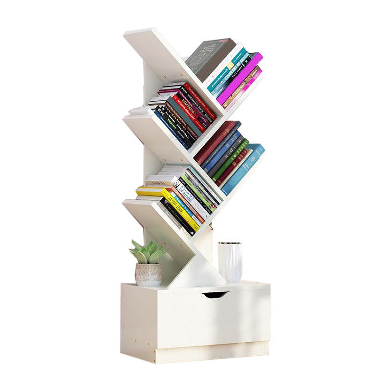 Contemporary Style Bookshelf Engineer Wood Closed Back Bookcase for Home