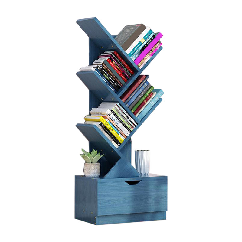 Contemporary Style Bookshelf Engineer Wood Closed Back Bookcase for Home
