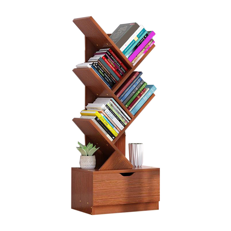 Contemporary Style Bookshelf Engineer Wood Closed Back Bookcase for Home