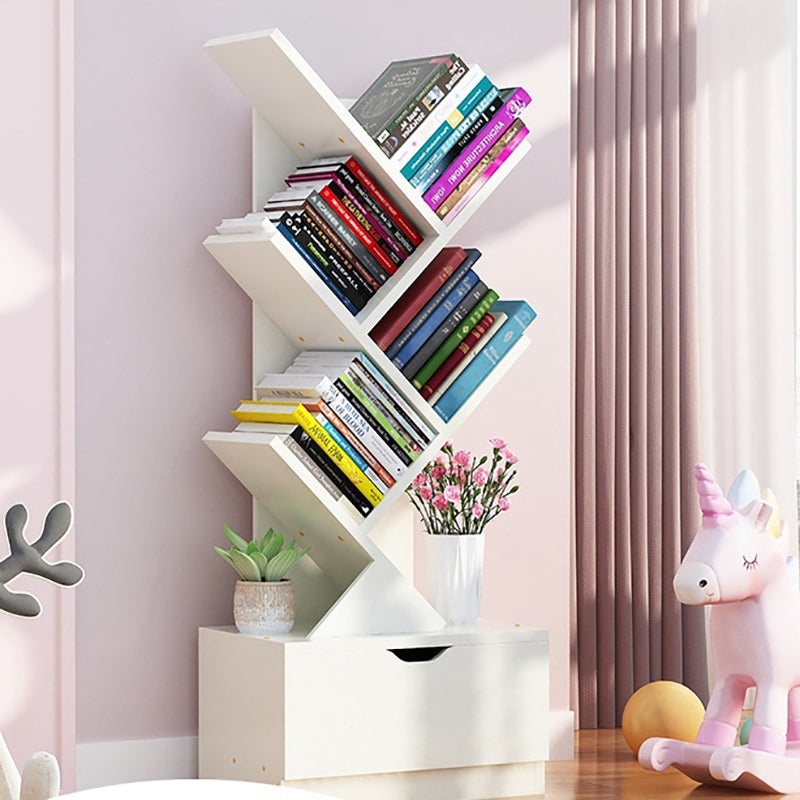 Contemporary Style Bookshelf Engineer Wood Closed Back Bookcase for Home