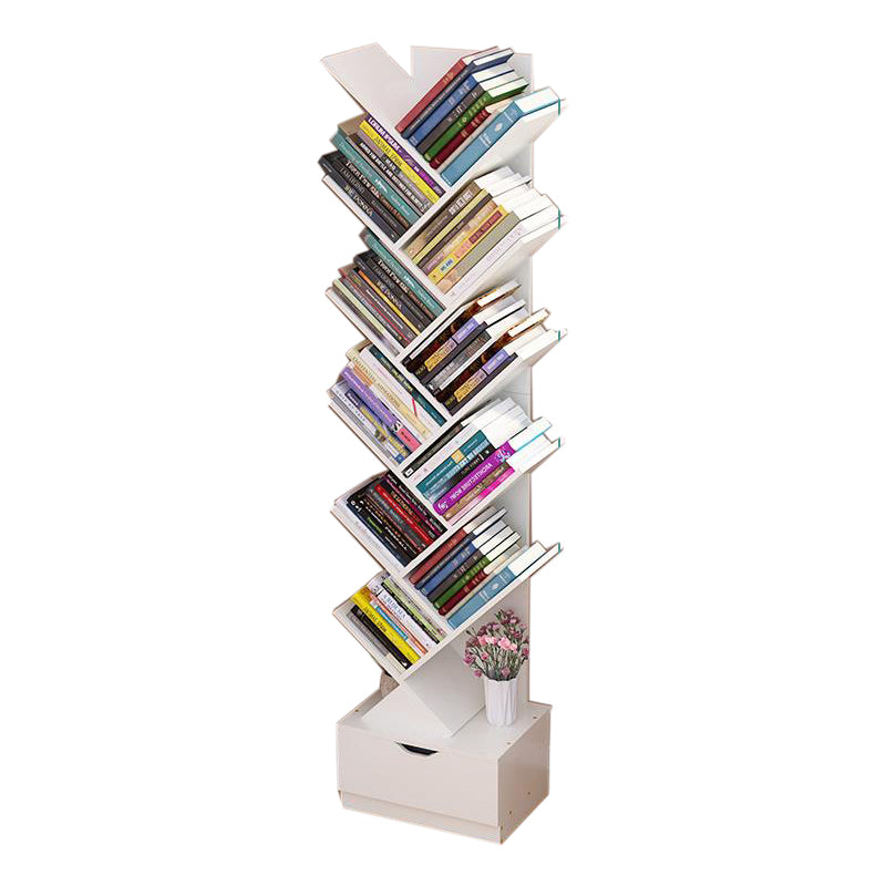 Contemporary Style Bookshelf Engineer Wood Closed Back Bookcase for Home