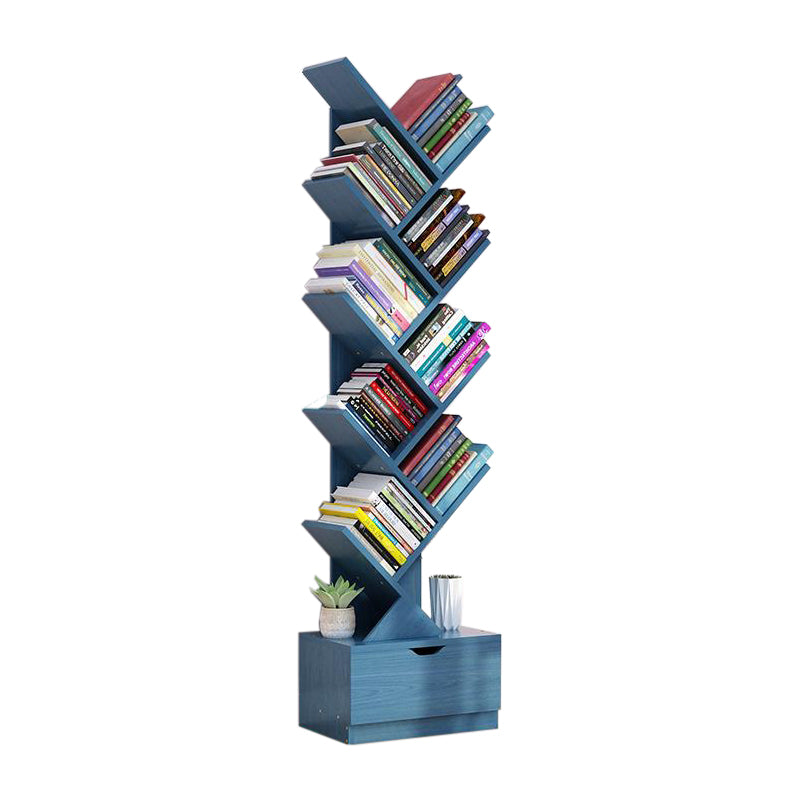 Contemporary Style Bookshelf Engineer Wood Closed Back Bookcase for Home