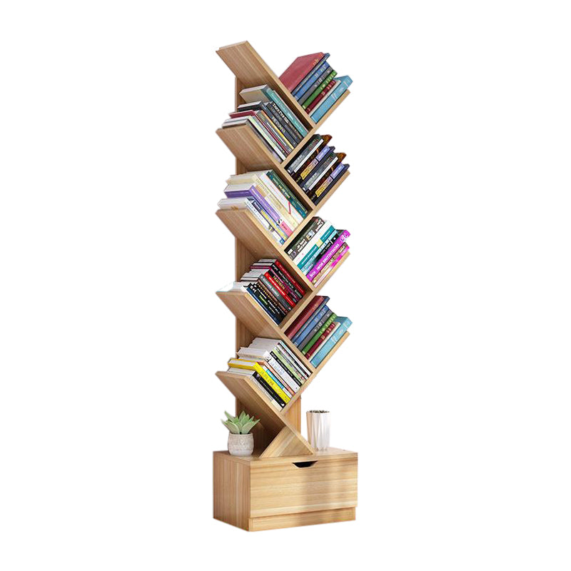 Contemporary Style Bookshelf Engineer Wood Closed Back Bookcase for Home
