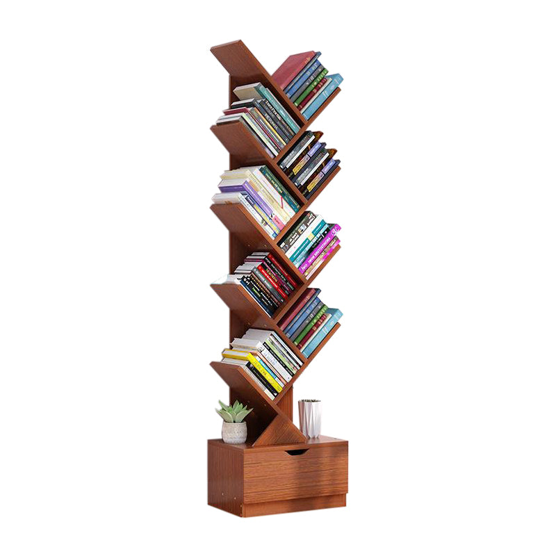 Contemporary Style Bookshelf Engineer Wood Closed Back Bookcase for Home