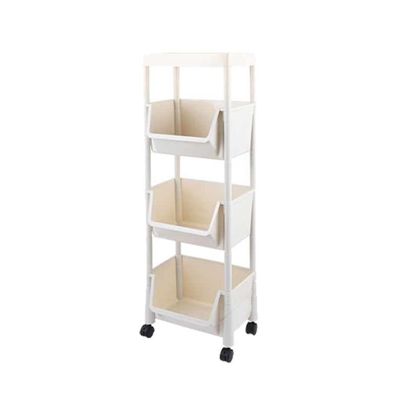 White Contemporary Standard Adjustable with Wheels Plastic Bookshelf for Home