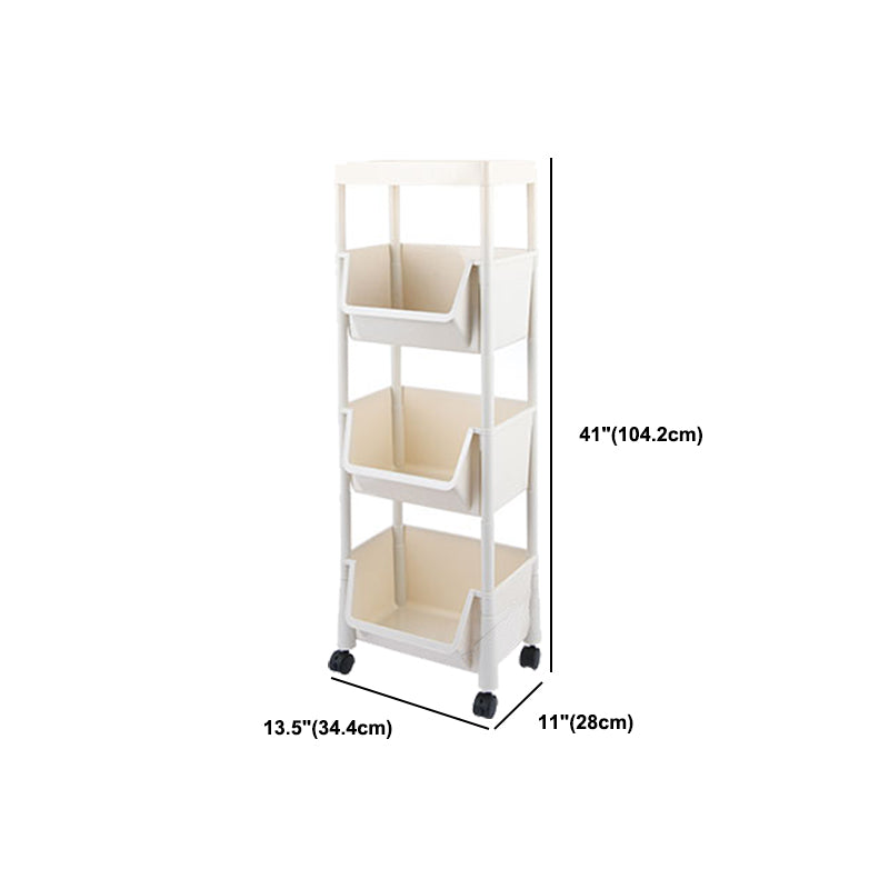 White Contemporary Standard Adjustable with Wheels Plastic Bookshelf for Home