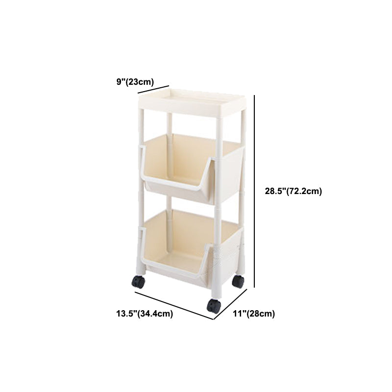 White Contemporary Standard Adjustable with Wheels Plastic Bookshelf for Home