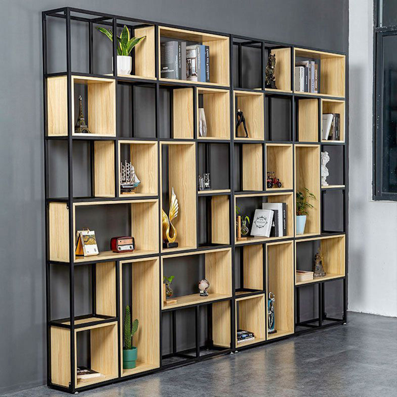 9.8" W Contemporary Geometric Bookshelf Open Back Metal Bookcase