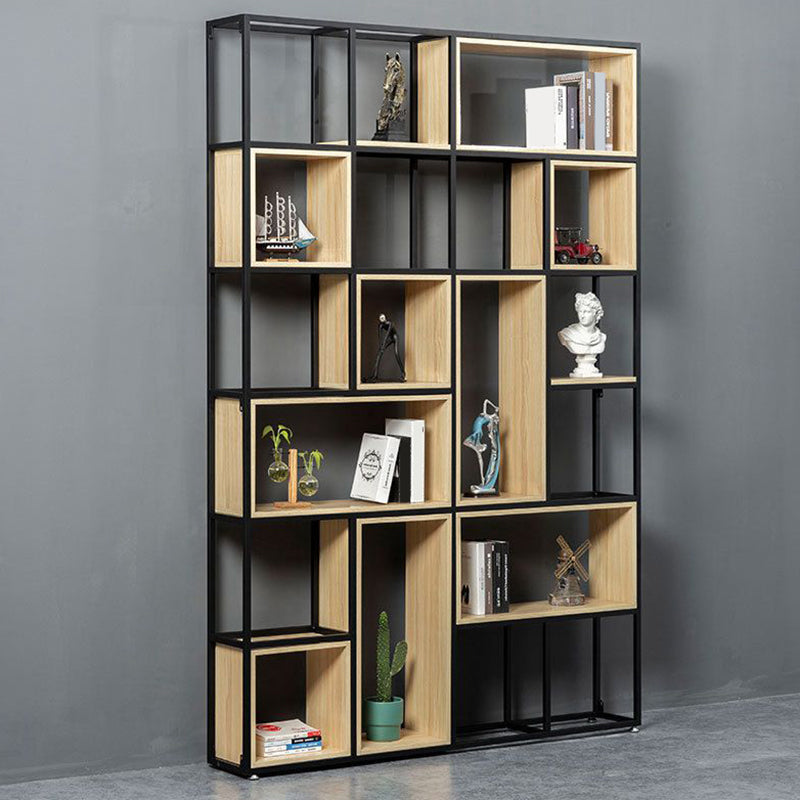 9.8" W Contemporary Geometric Bookshelf Open Back Metal Bookcase