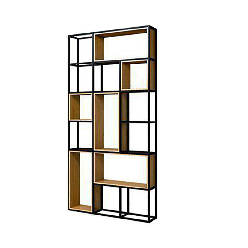 9.8" W Contemporary Geometric Bookshelf Open Back Metal Bookcase