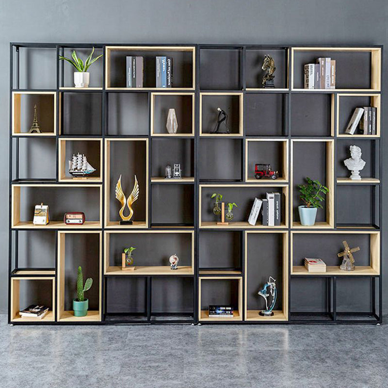9.8" W Contemporary Geometric Bookshelf Open Back Metal Bookcase
