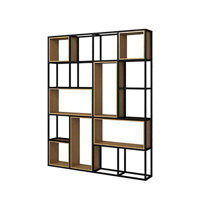 9.8" W Contemporary Geometric Bookshelf Open Back Metal Bookcase