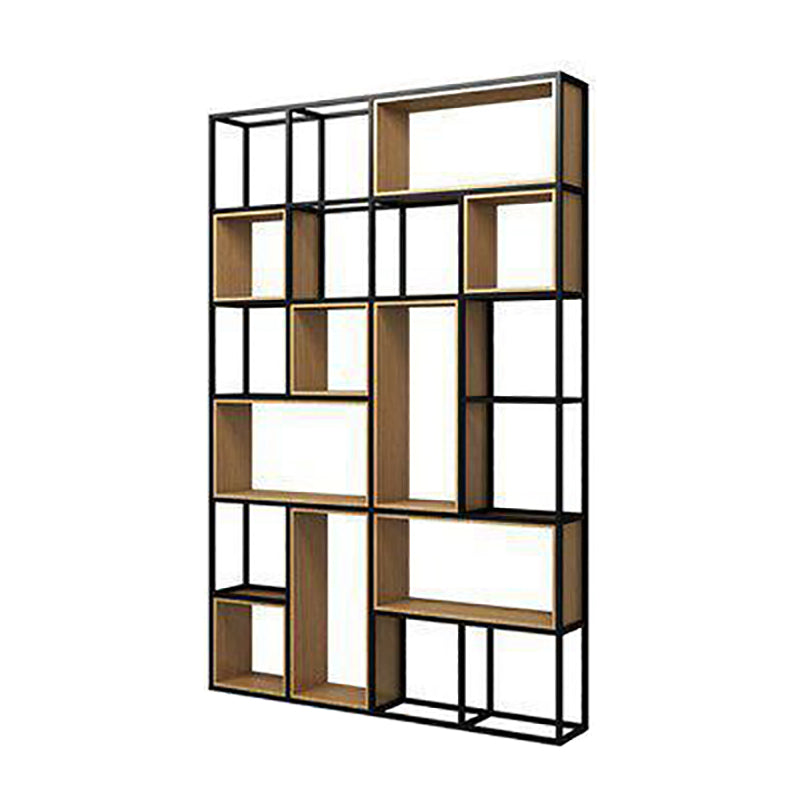 9.8" W Contemporary Geometric Bookshelf Open Back Metal Bookcase