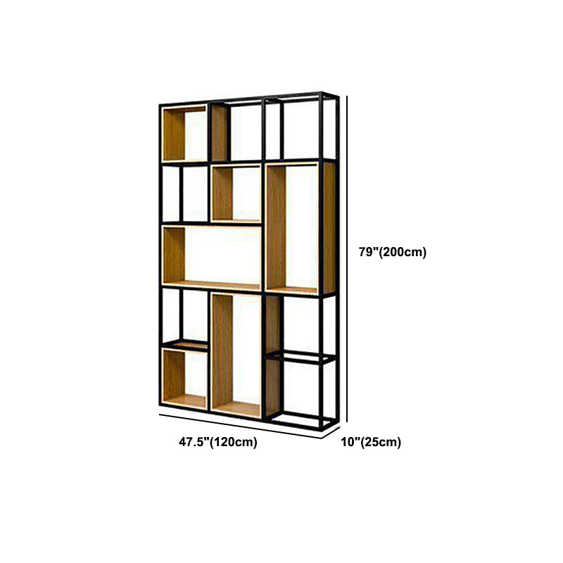 9.8" W Contemporary Geometric Bookshelf Open Back Metal Bookcase