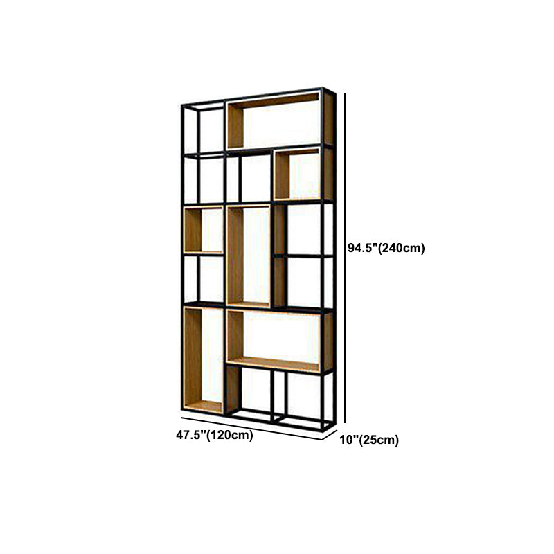 9.8" W Contemporary Geometric Bookshelf Open Back Metal Bookcase