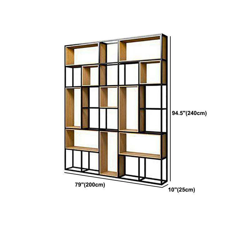 9.8" W Contemporary Geometric Bookshelf Open Back Metal Bookcase