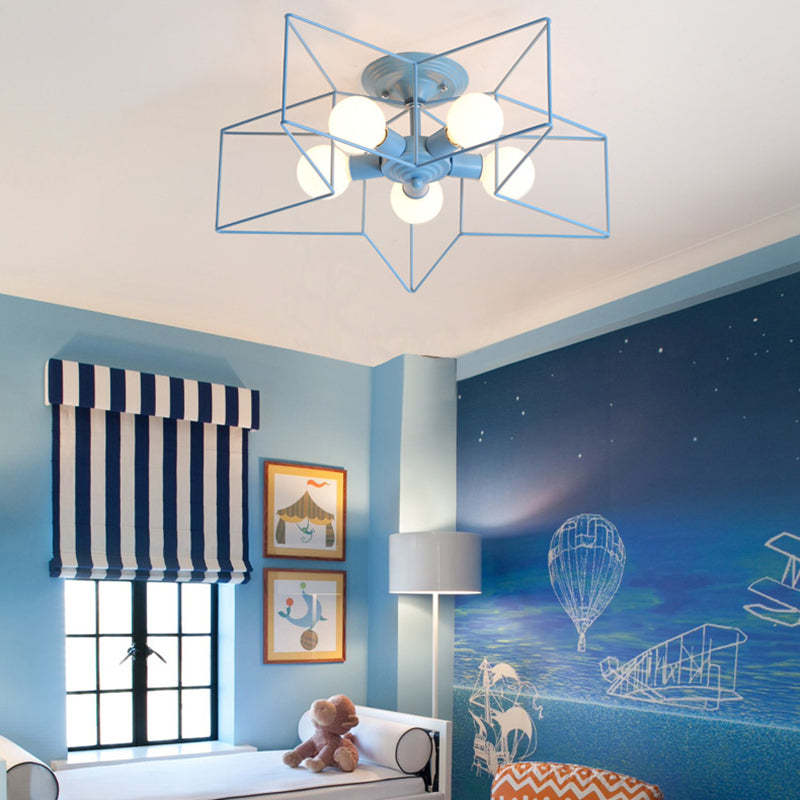 Metal Star Shape Flush Mount Light Industrial Style 5 Lights Flush Mount Ceiling Fixture