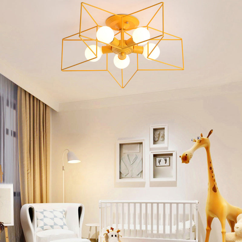 Metal Star Shape Flush Mount Light Industrial Style 5 Lights Flush Mount Ceiling Fixture