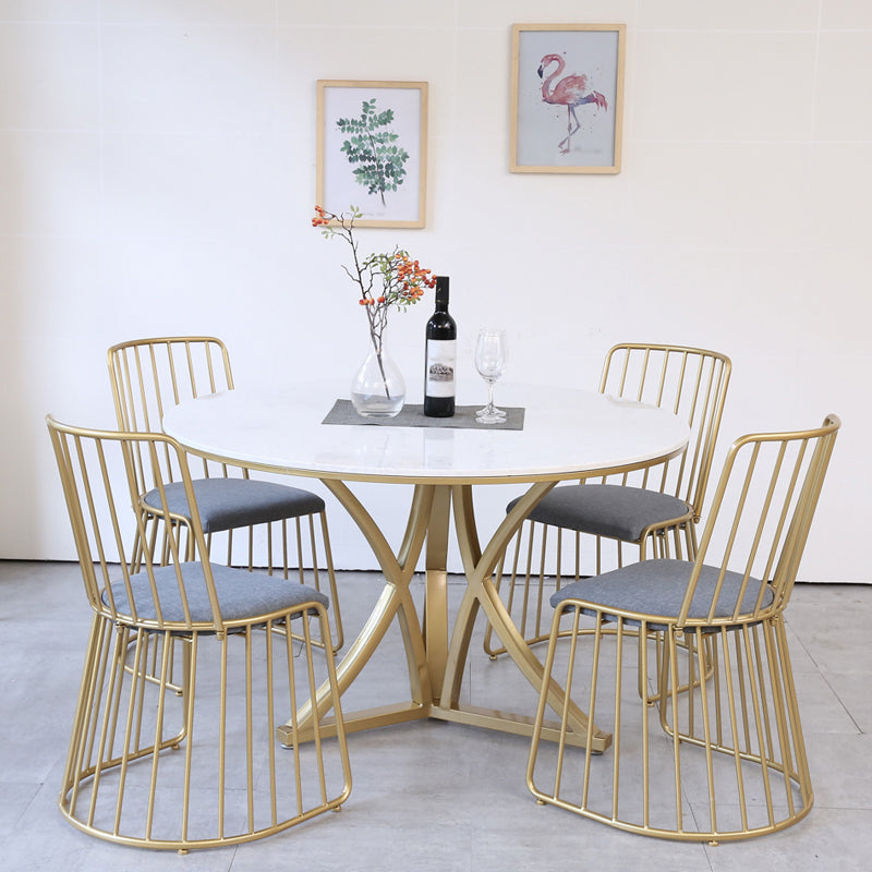 Traditional Luxury Dining Table Artificial Marble Round Table for Home
