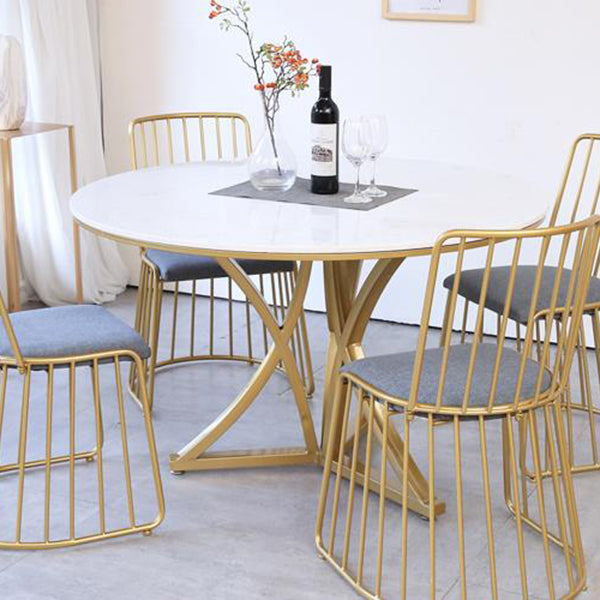 Traditional Luxury Dining Table Artificial Marble Round Table for Home