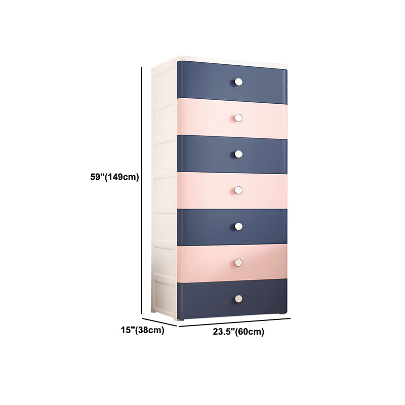 Modern Style Non-Hanging Armoire Plastic Storage Cabinet with Drawers