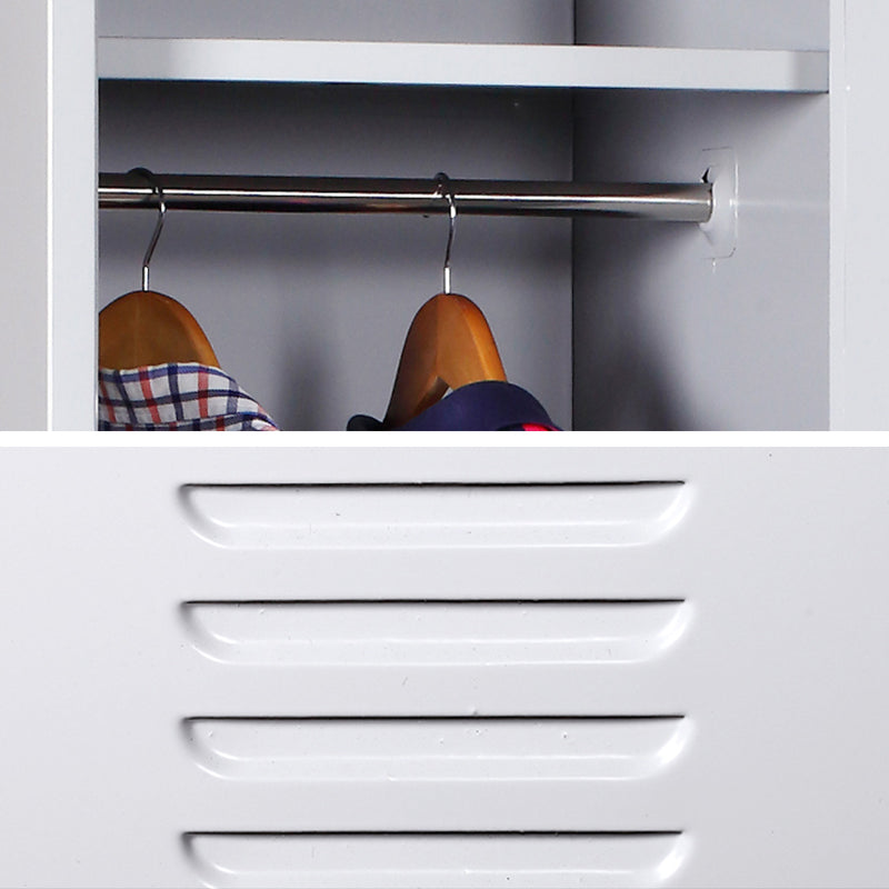 Steel Wardrobe Armoire Contemporary White Storage Cabinet for Home