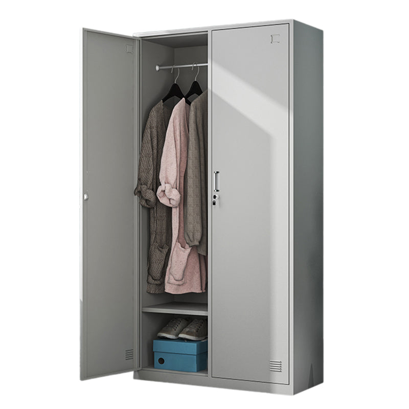 White Steel Storage Cabinet Contemporary Hinged Wardrobe Cabinet