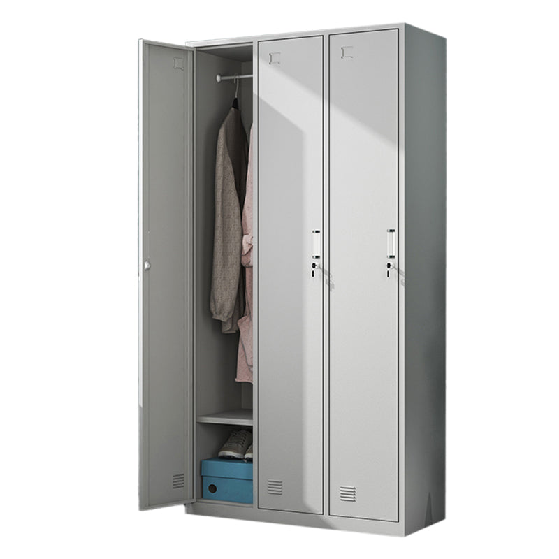 White Steel Storage Cabinet Contemporary Hinged Wardrobe Cabinet