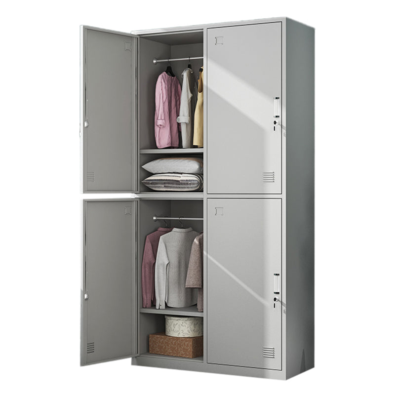 White Steel Storage Cabinet Contemporary Hinged Wardrobe Cabinet