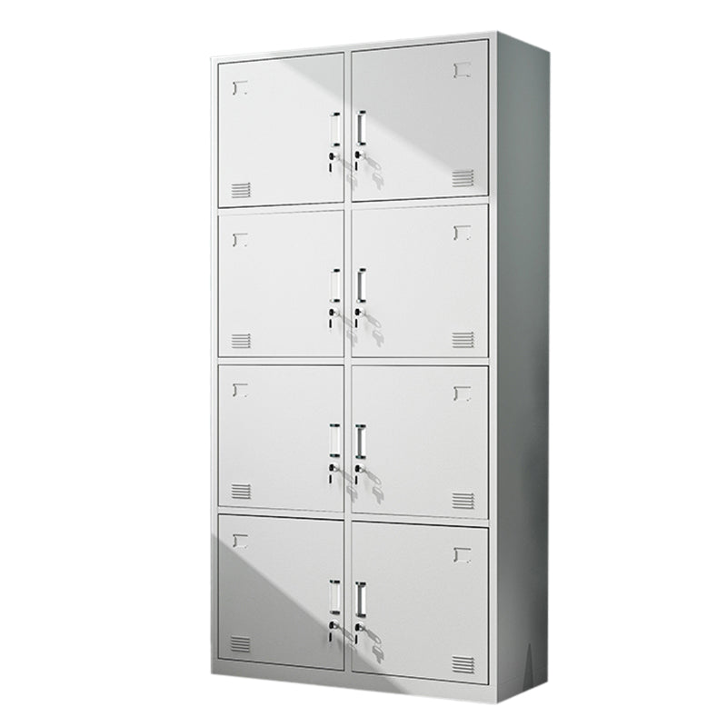 White Steel Storage Cabinet Contemporary Hinged Wardrobe Cabinet