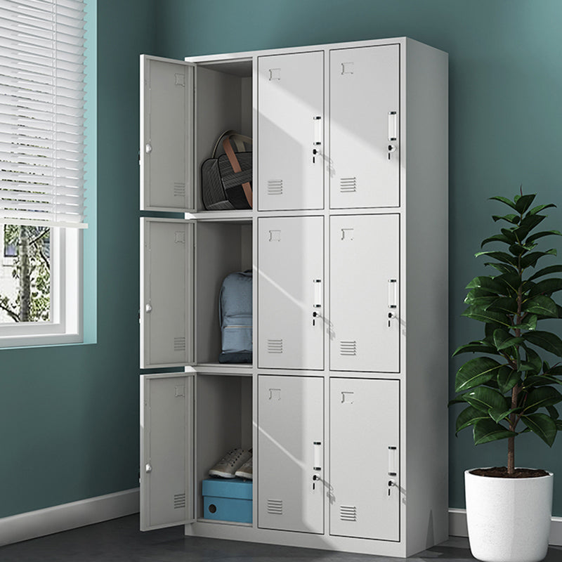 White Steel Storage Cabinet Contemporary Hinged Wardrobe Cabinet