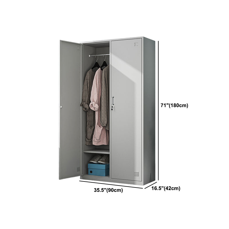 White Steel Storage Cabinet Contemporary Hinged Wardrobe Cabinet